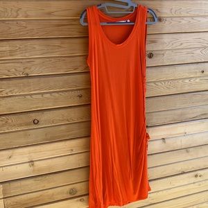 Athleta Side Ruching Summer Sleeveless Dress. Size M. Orange.